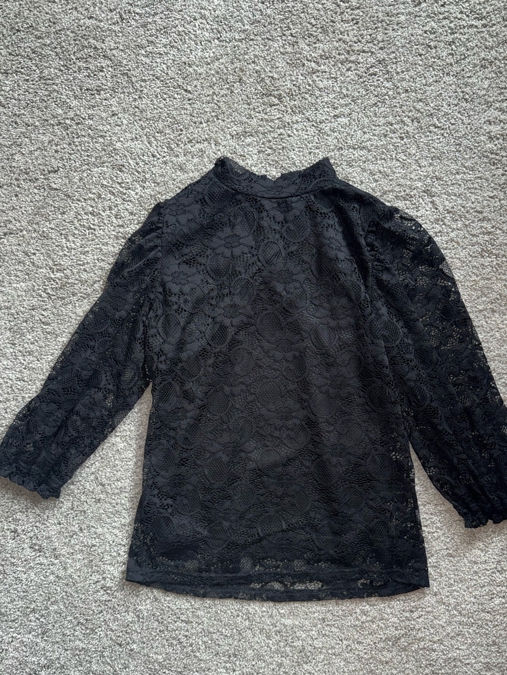Ellison Black Lace Balloon-Sleeve Blouse